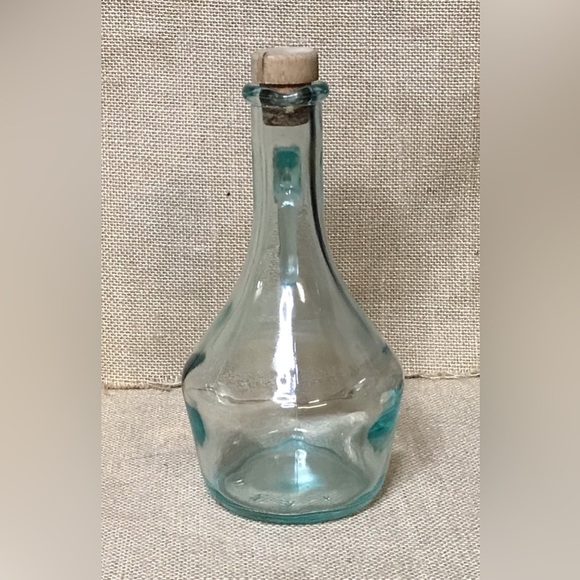 Vintage VE Vetreria Etrusca Green Glass Cruet Mid Century Cottage Core Italy - Picture 4 of 8